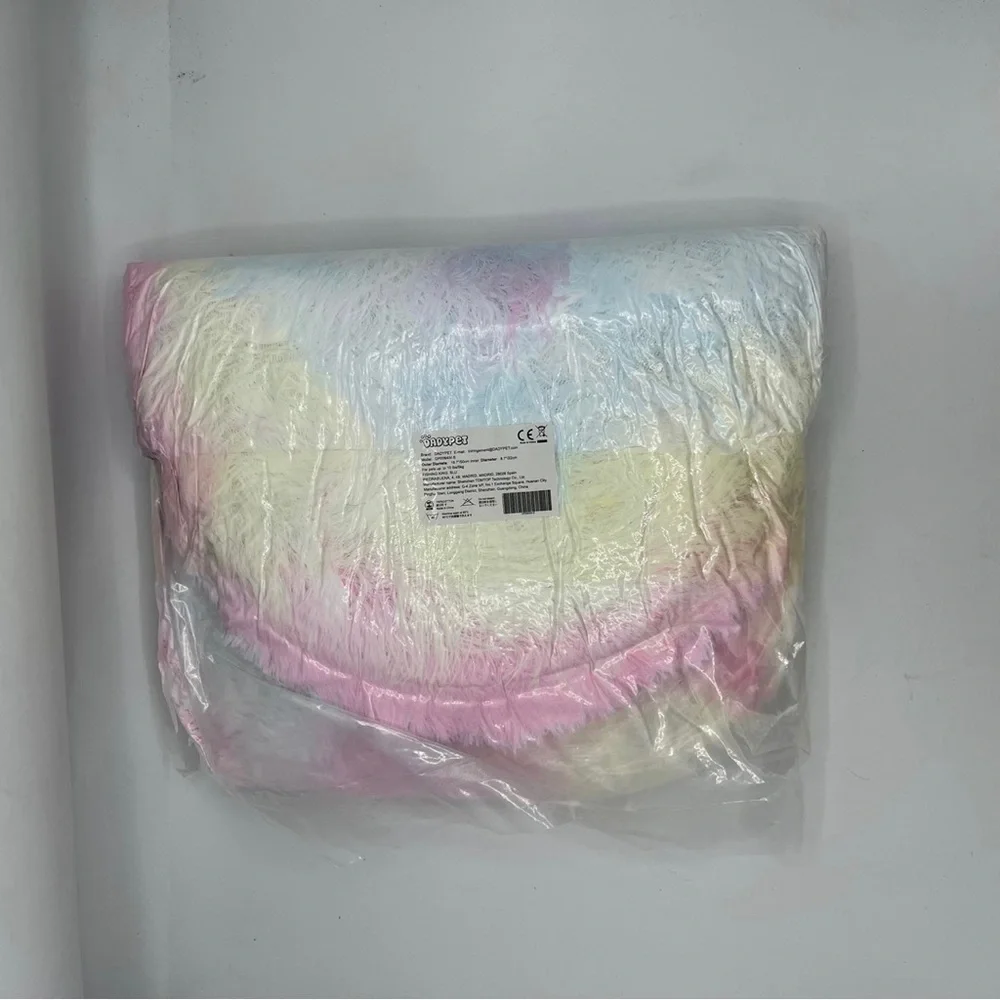 Rainbow Pet Bed Donut Soft Self Warming Washable Anti Slip Water Resist Bottom